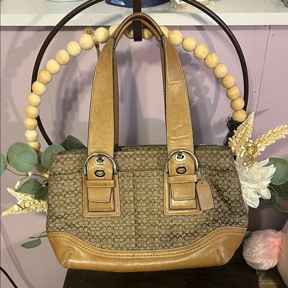 Brown Coach SoHo Signature Mini Tote Bag - Picture 1 of 15